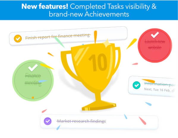 Ayoa | More control of Completed Task visibility and brand-new Achievements