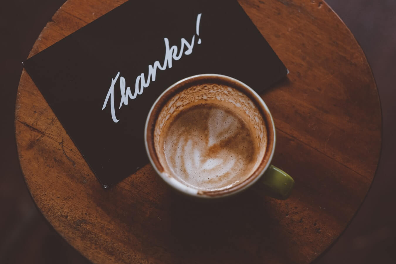thank you note and coffee