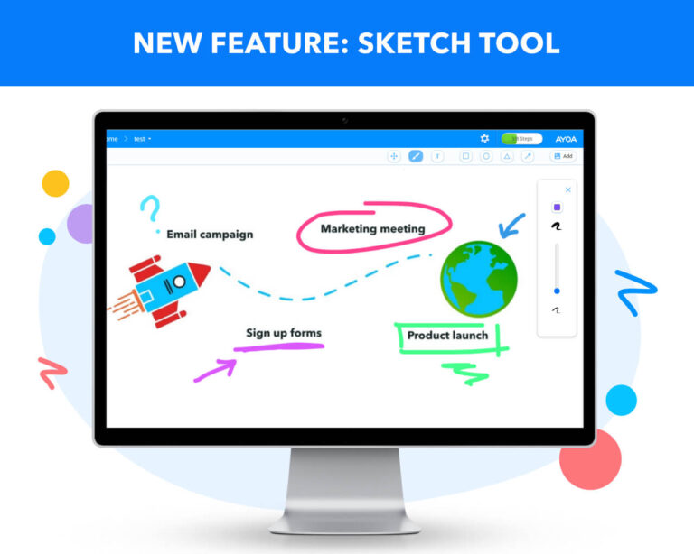 Further customize your task boards and mind maps with our NEW freehand sketch tool! image