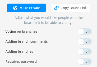 collaborate with others and boost your productivity by letting people comment, vote, and add branches to your mind map. Or set a password for more privacy