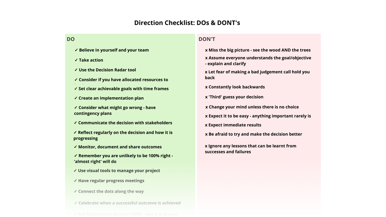 Ayoa | Direction Checklist: DOs and DON’Ts template